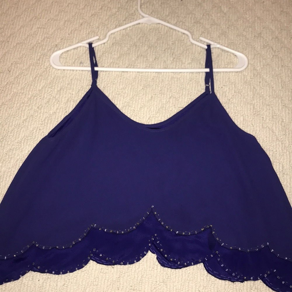 Royal Navy blue beaded spaghetti top